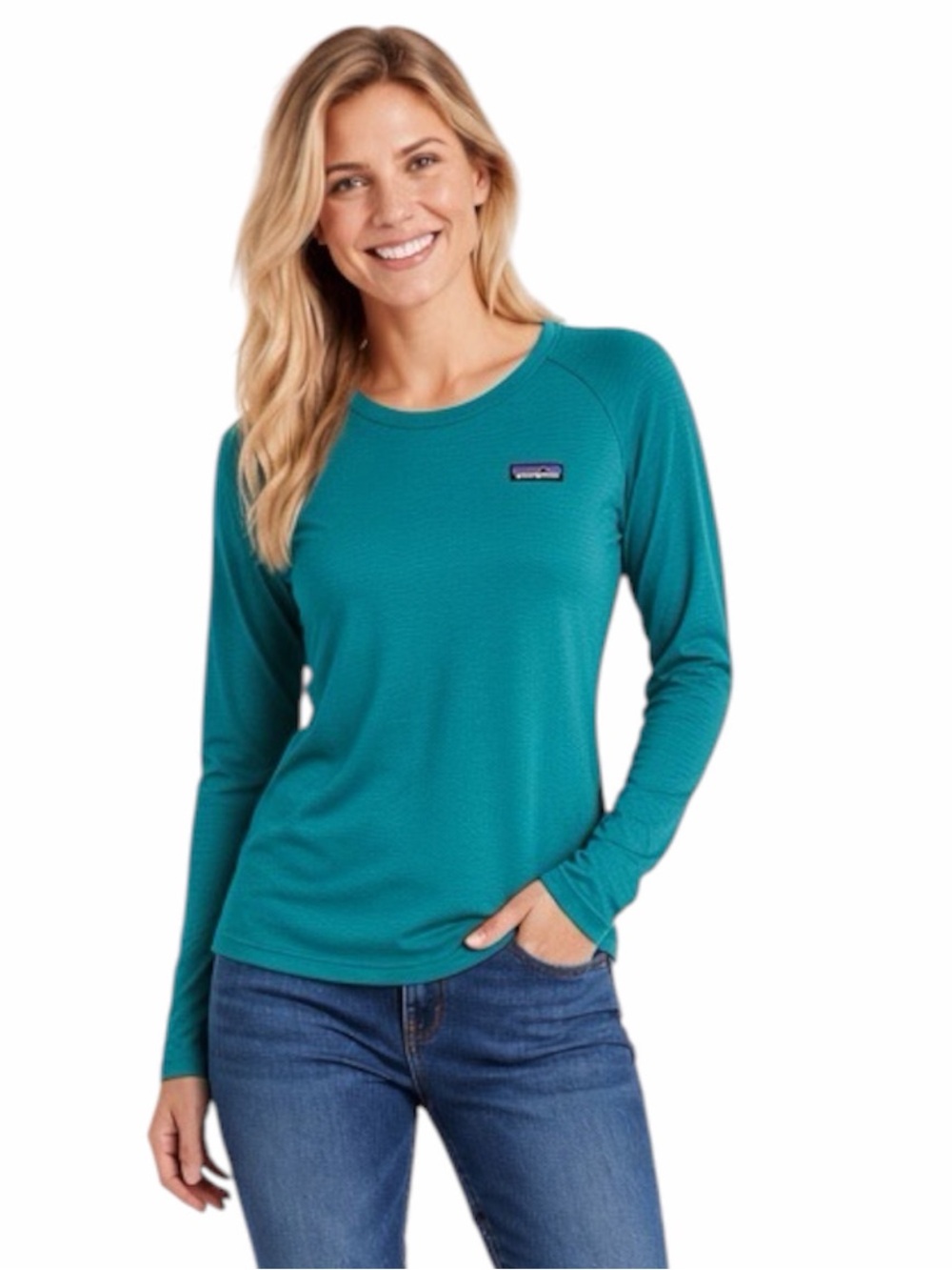 Patagonia‎ Capilene Long Sleeve Base Layer Performance Top Teal Green Large